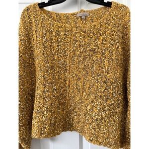 Wonderly Pullover Sweater Womens M Yellow Marled Chunky Knit Boat‎ Neck